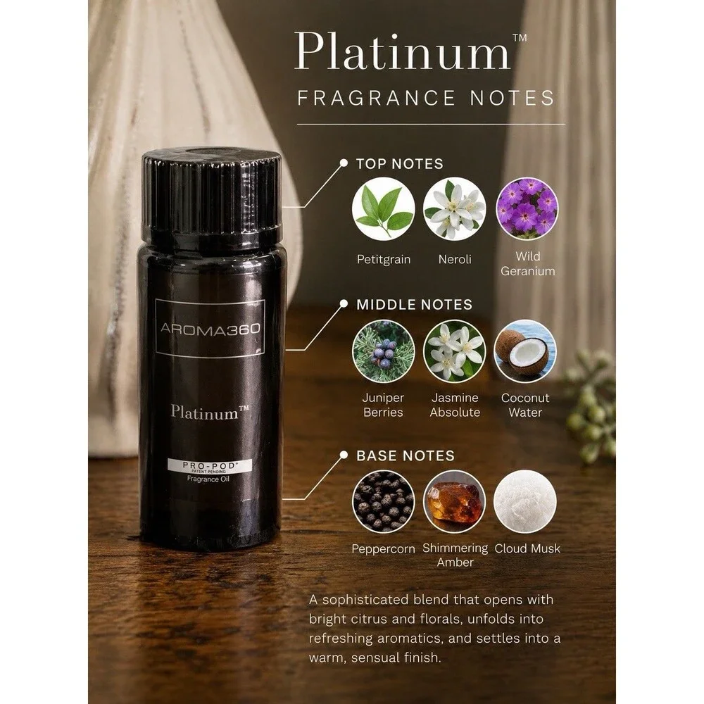 Aroma360 Platinum Pro-Pod Oil | Luxury Hotel Lobby Scent | Amber & Jasmine